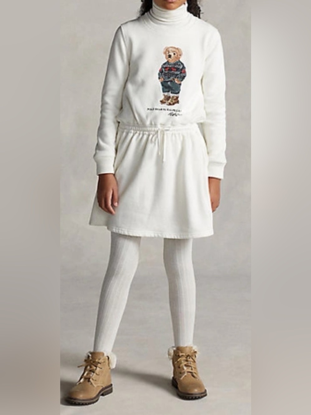 Ralph Lauren girls White Polo Bear Fleece Dress